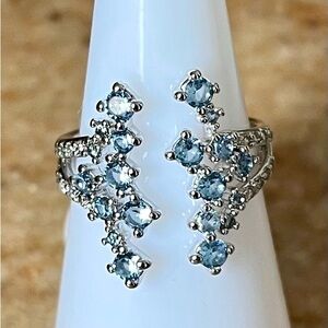 Bomb Party RBP8244 She Flies Free Aqua CZ on Rhodium Size 5 Adjustable Ring